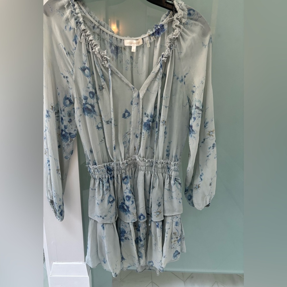 LoveShackFancy Blue Floral Dress XS